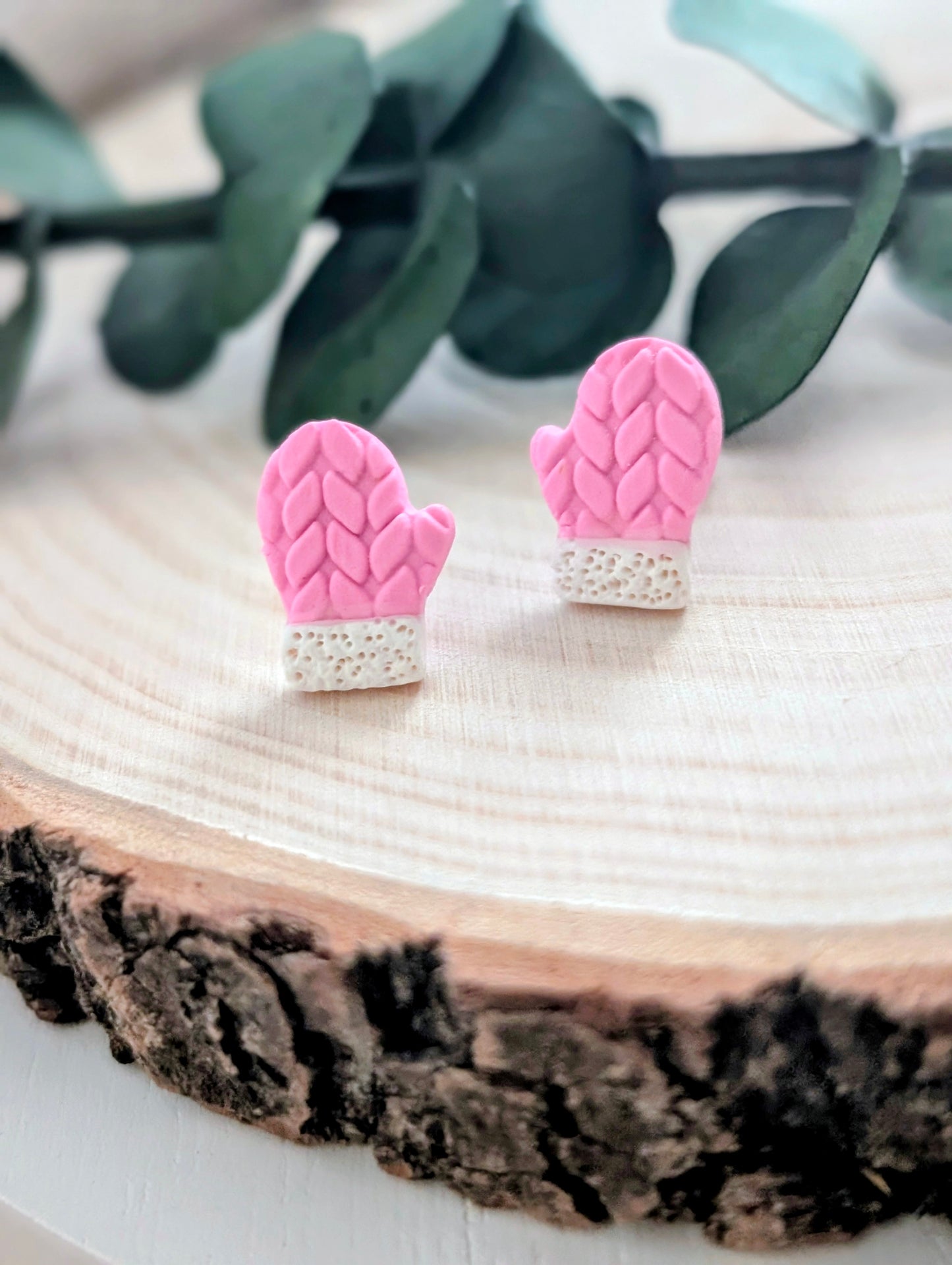 Mitaines - Boucles d'oreilles studs en argile polymère et acier inoxydable hypoallergène