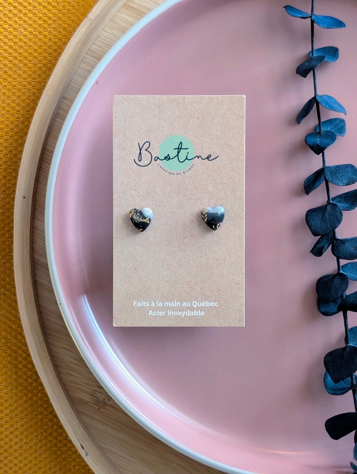 PROMO - Mini coeurs marbrés noirs