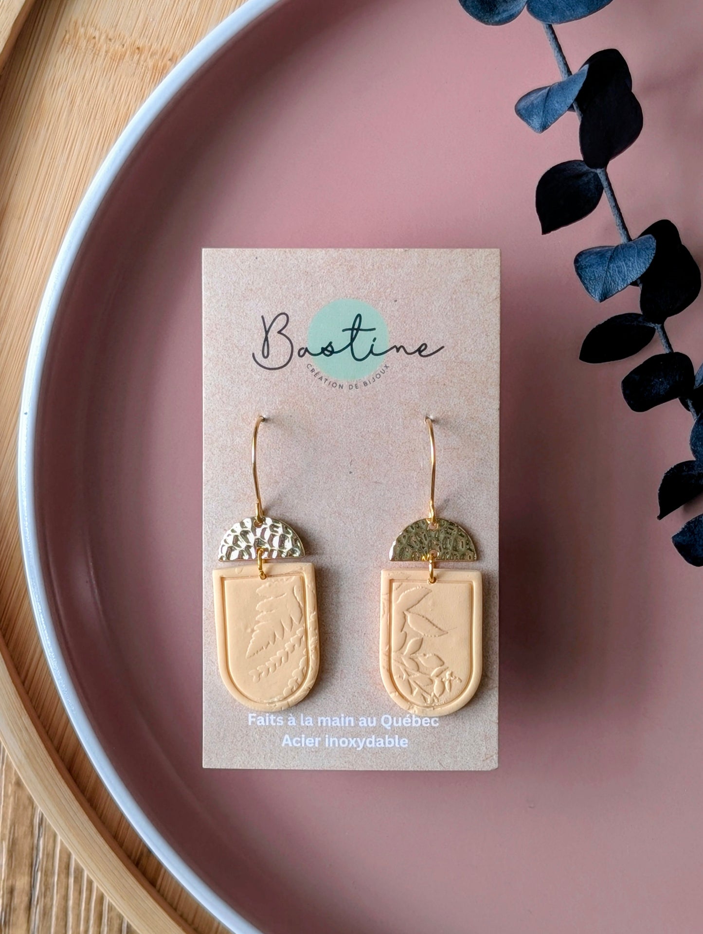 Jade - Hypoallergenic stainless steel polymer clay dangle earrings