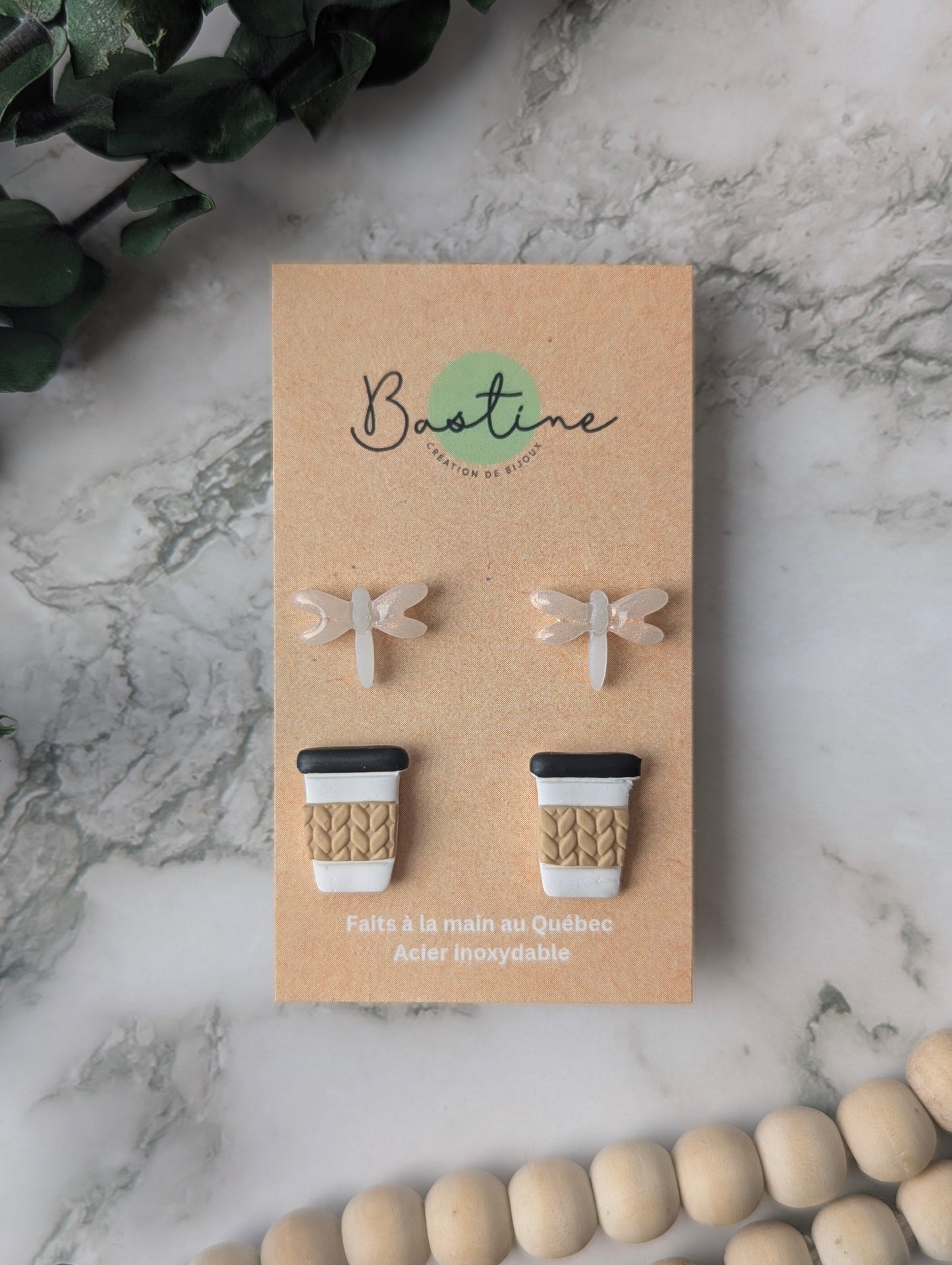 Duo G!lmore Girls - Hypoallergenic stainless steel polymer clay stud earrings