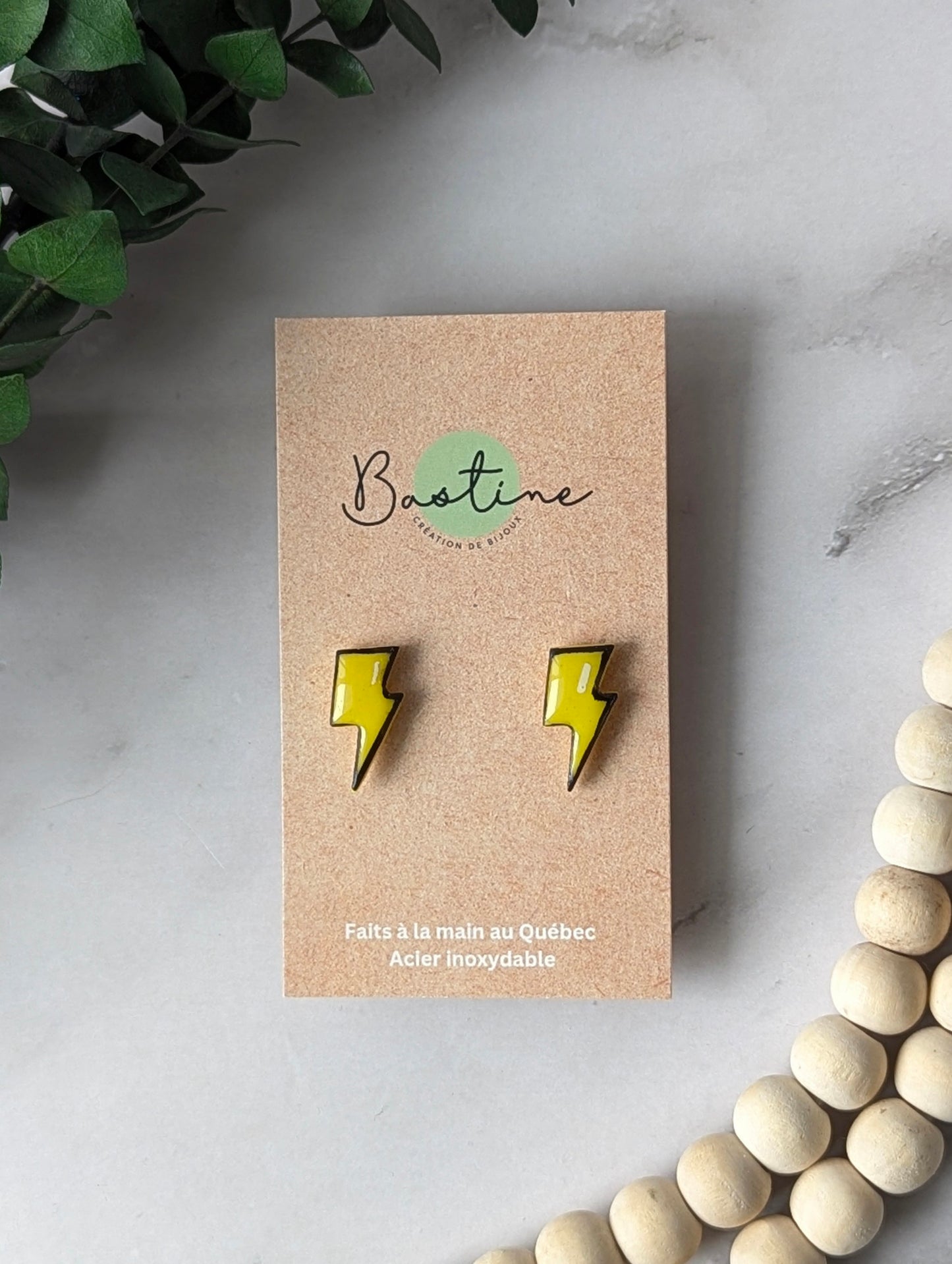 Cartoon Lightning Bolts - Polymer Clay and Hypoallergenic Stainless Steel Stud Earrings