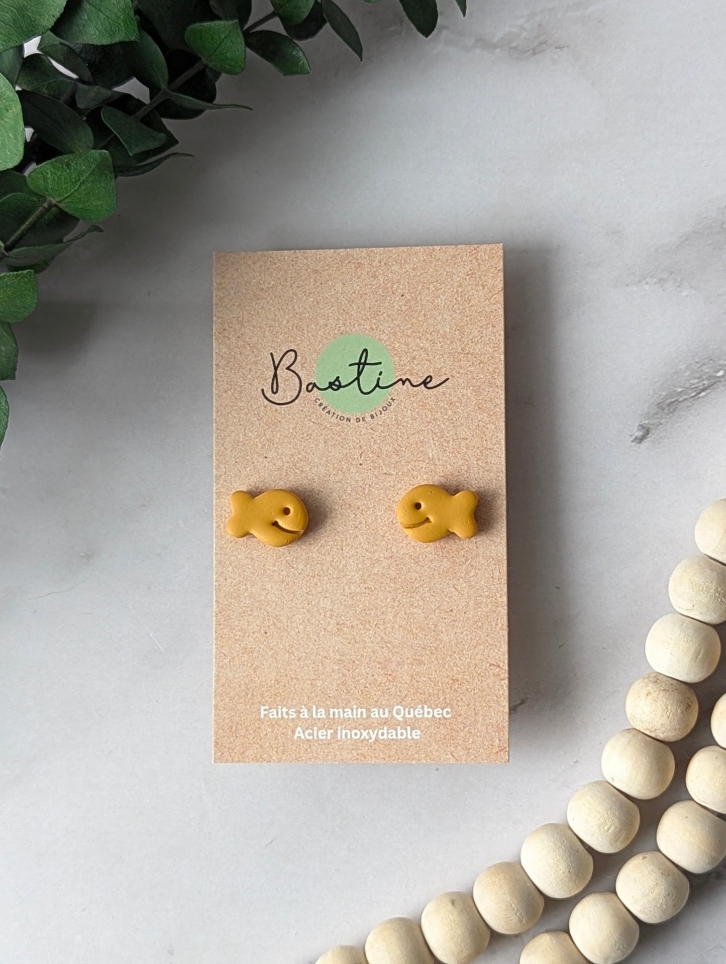 Cheese Fish - Hypoallergenic Stainless Steel Polymer Clay Stud Earrings
