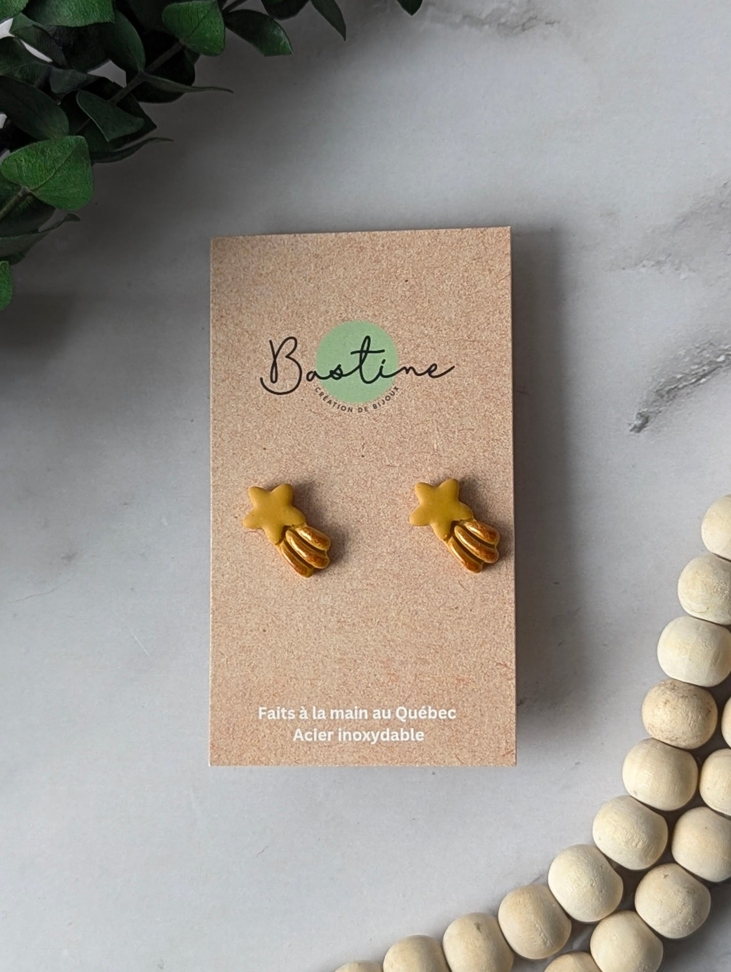 Shooting Stars - Hypoallergenic Stainless Steel Polymer Clay Stud Earrings