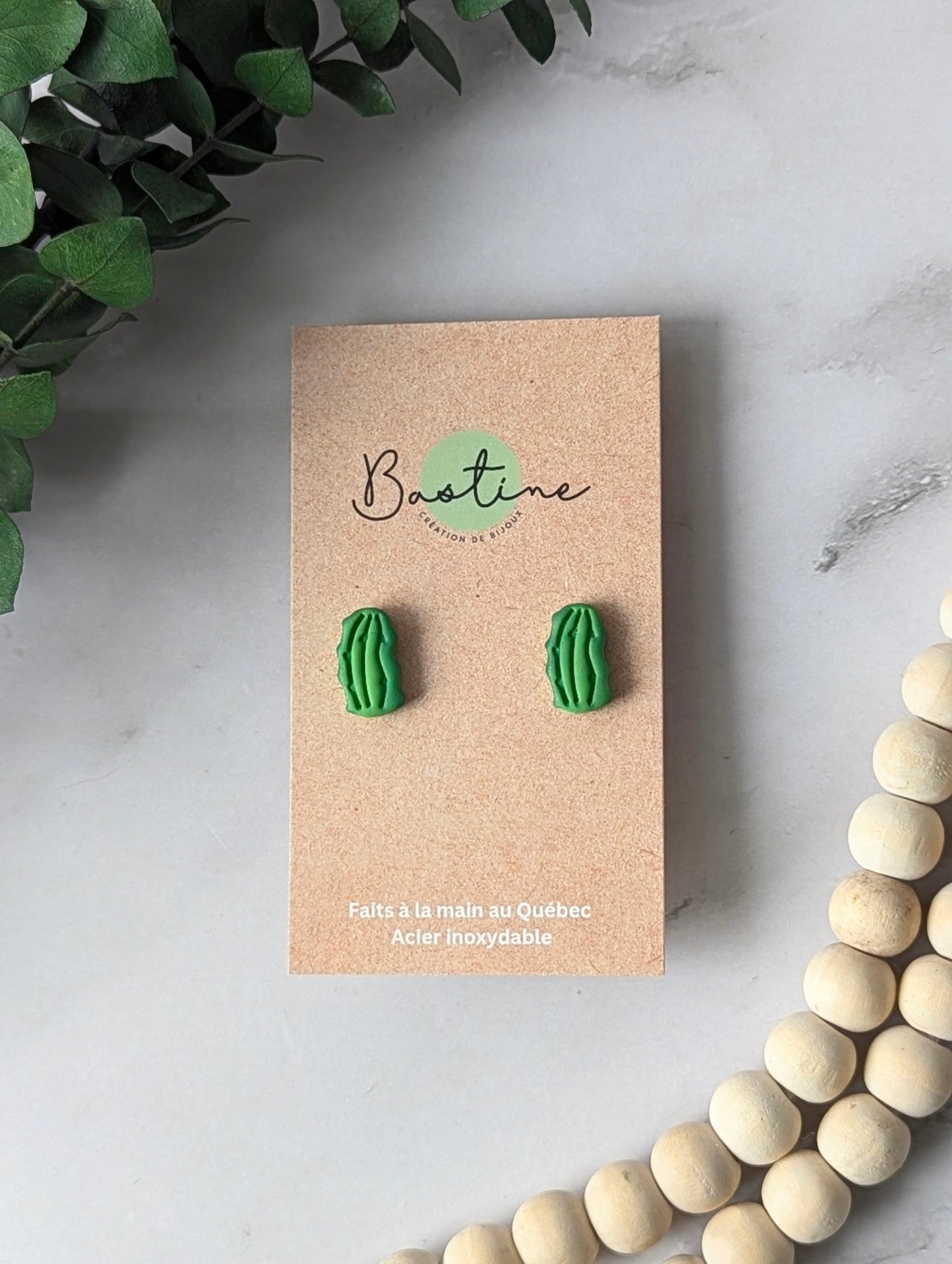 Pickles - Hypoallergenic stainless steel polymer clay stud earrings