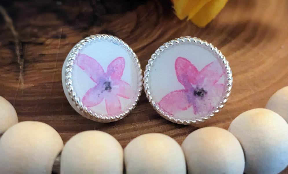 Printemps - Boutons ronds fleurs roses