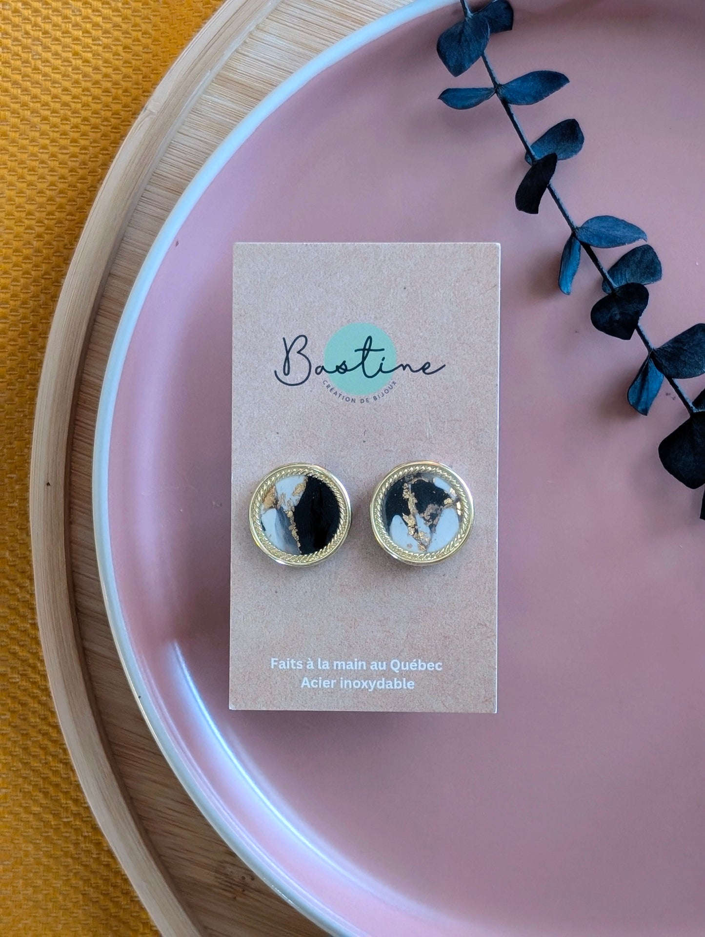 Solange sodalite - Hypoallergenic stainless steel polymer clay stud earrings