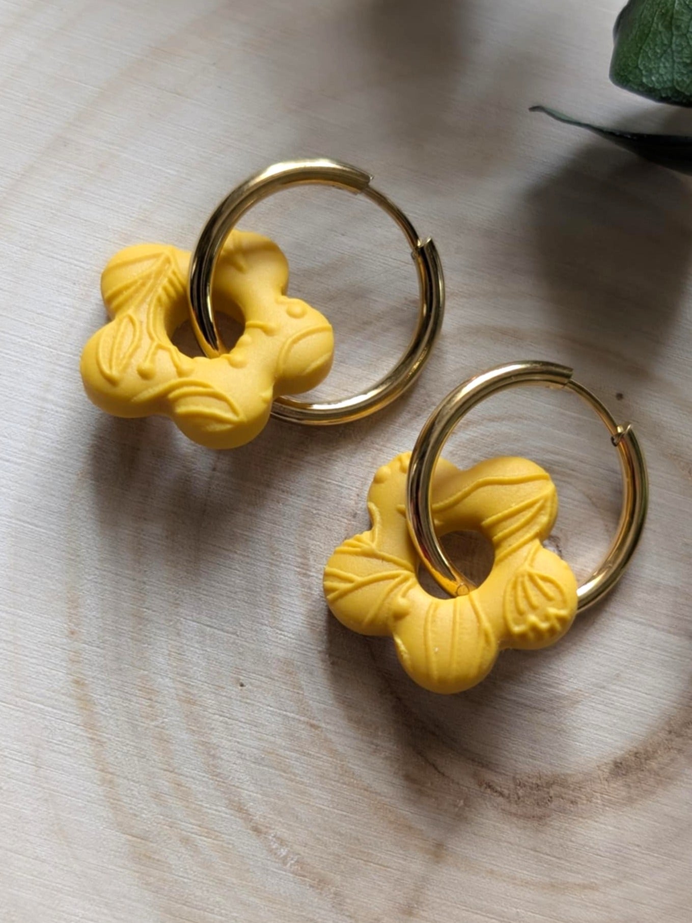 Floral hoop earrings