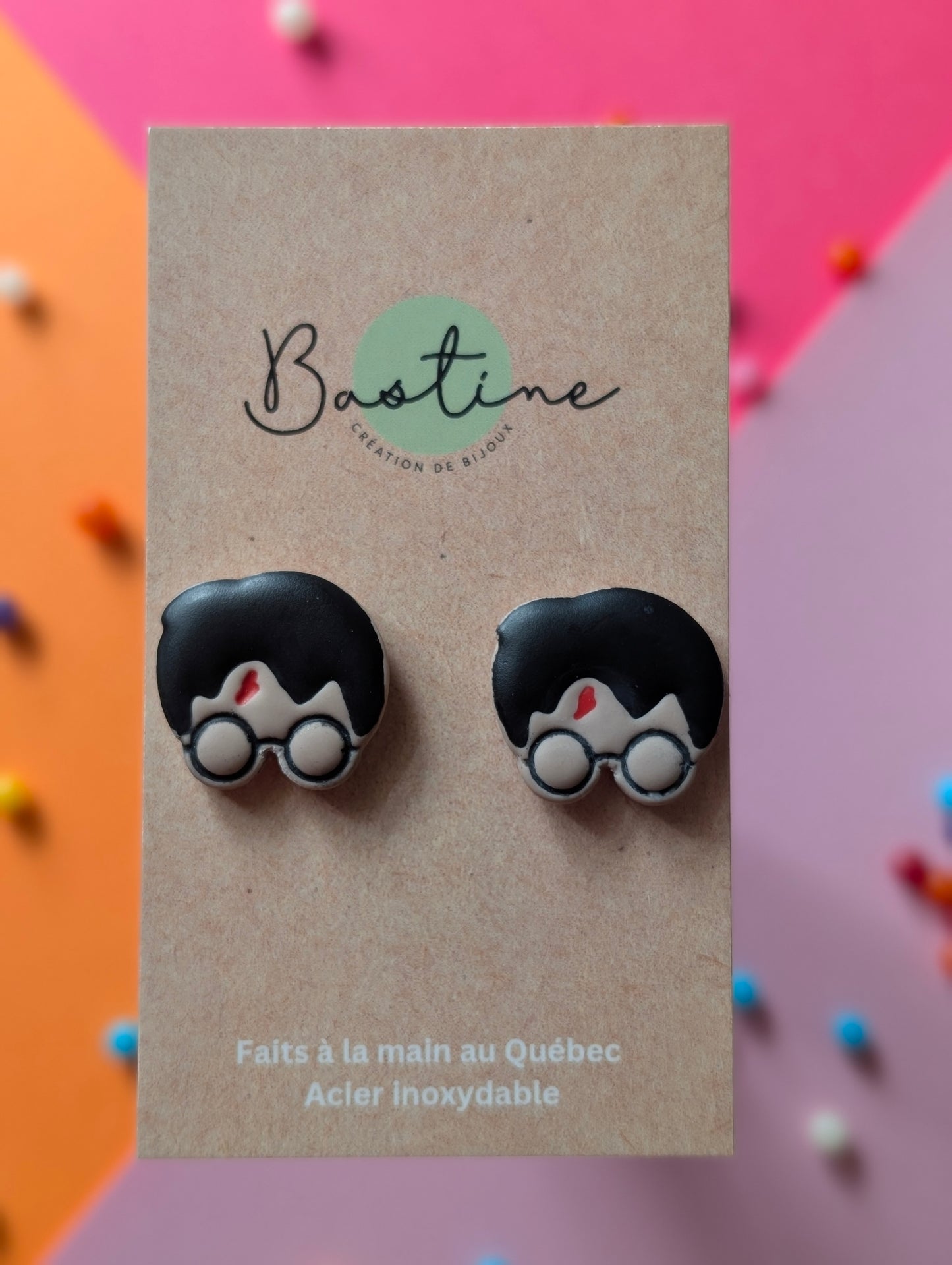 HP - Polymer clay and hypoallergenic stainless steel stud earrings