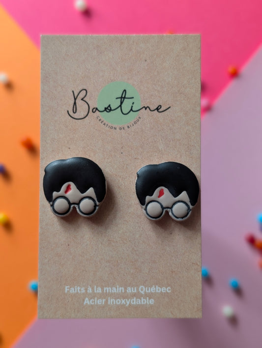 HP - Polymer clay and hypoallergenic stainless steel stud earrings