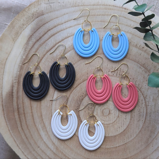 Joséphine - Boucles d'oreilles pendantes argile polymère et acier inoxydable