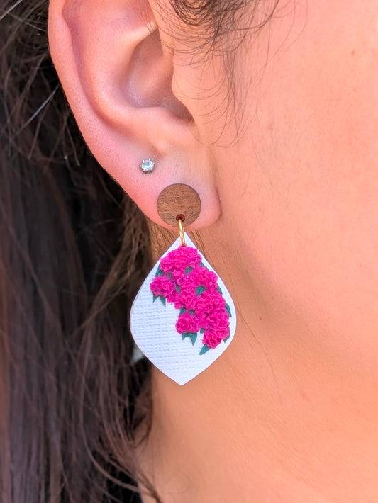 Lou - Boucles d'oreilles pendantes en argile polymère et acier inoxydable hypoallergène