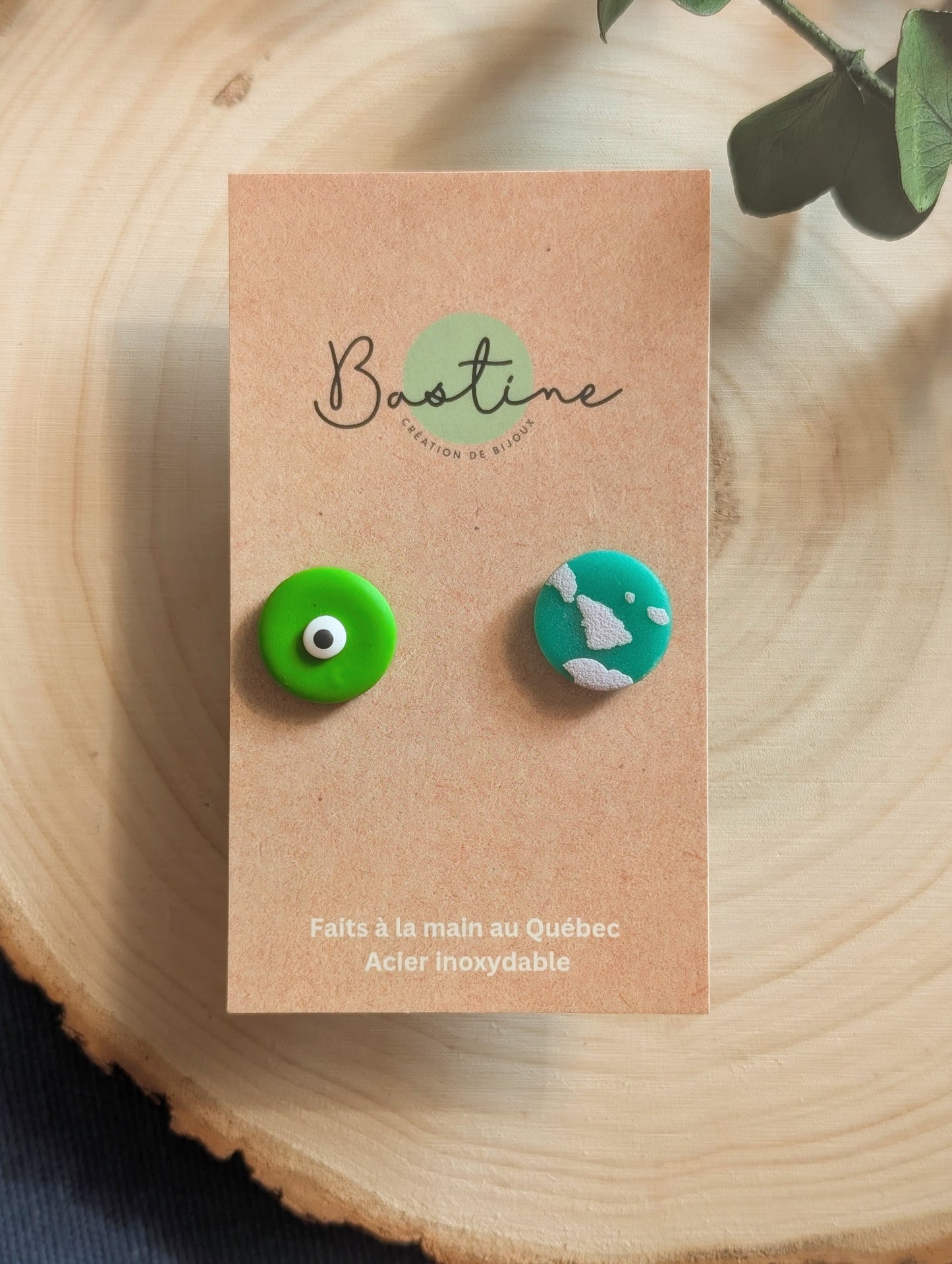 Monster Inc. - Hypoallergenic stainless steel polymer clay stud earrings