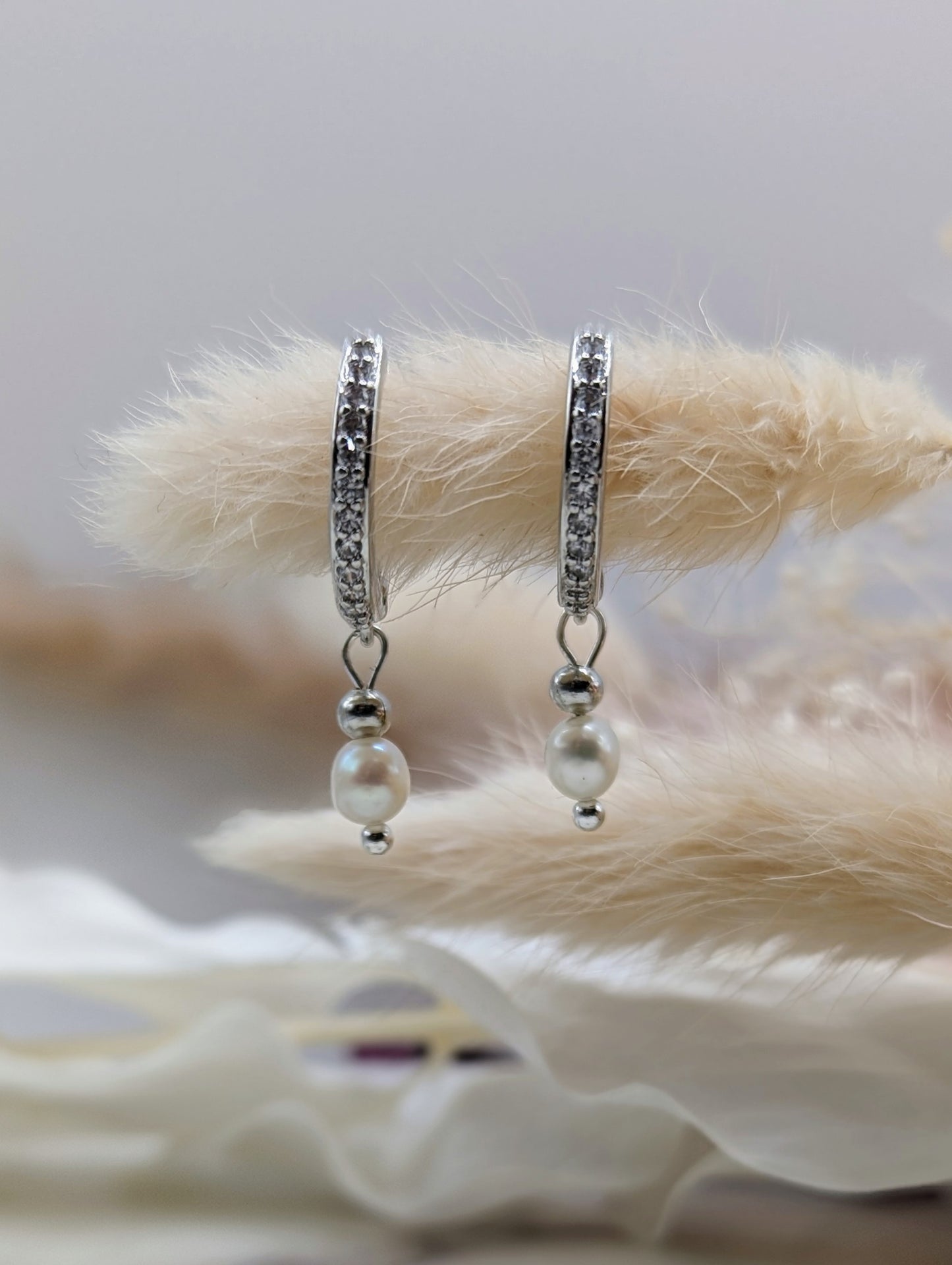 Hiver - Anneaux avec perles d'eau douce et zircons