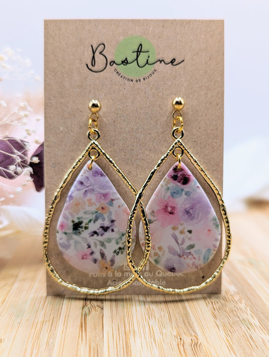 Wildflowers - Dangling drops with gold charms