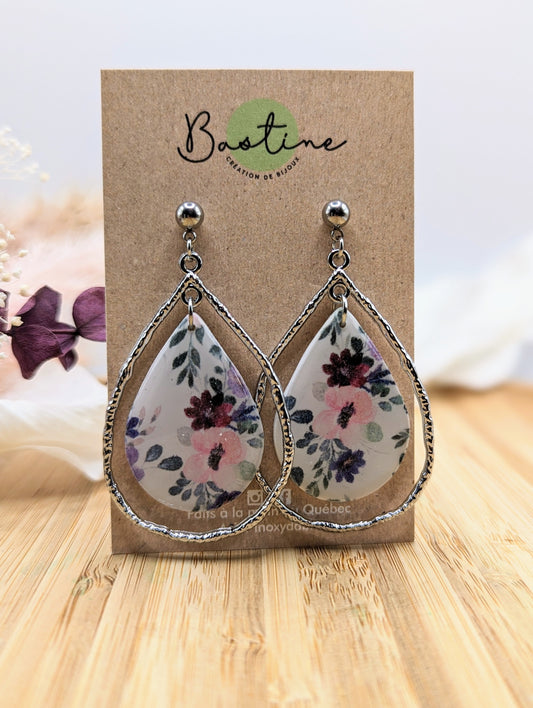 Wildflowers - Dangling drops with silver charms