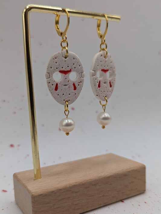 Jason (Vendredi 13) - Boucles d'oreilles pendantes en argile polymère acier inoxydable hypoallergène