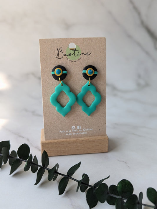 Princesse Jasmine - Boucles d'oreilles pendantes en argile polymère acier inoxydable hypoallergène