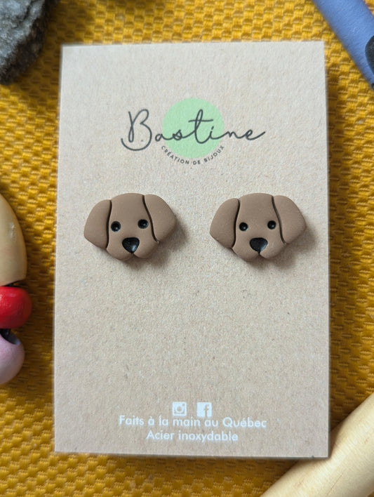 Chiens - Boucles d'oreilles studs en argile polymère acier inoxydable hypoallergène