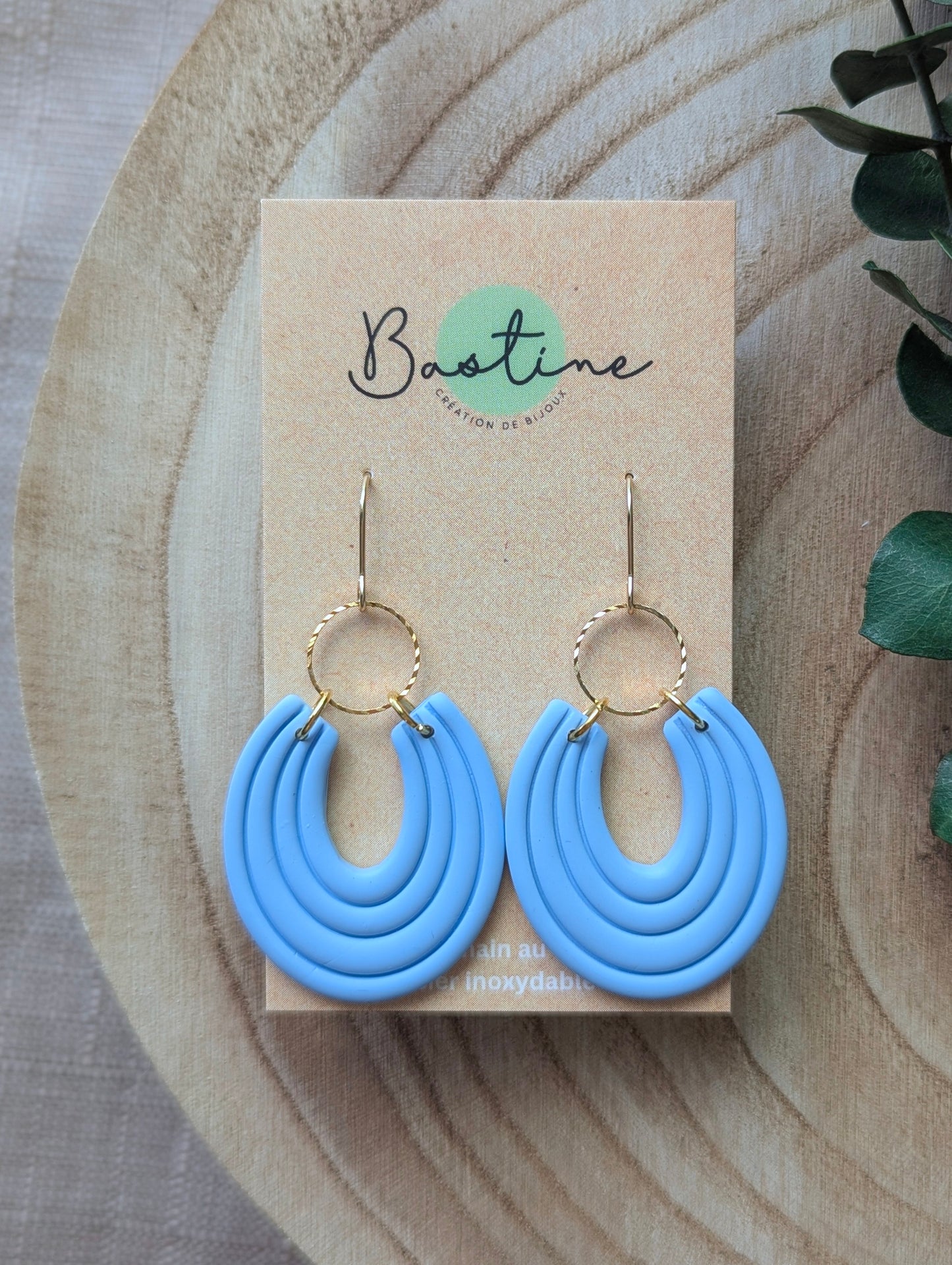 Joséphine - Polymer clay and stainless steel dangling earrings
