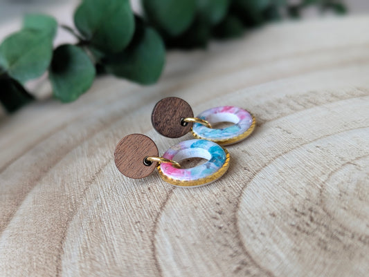 Léa - Boucles d'oreilles pendantes argile polymère et acier inoxydable
