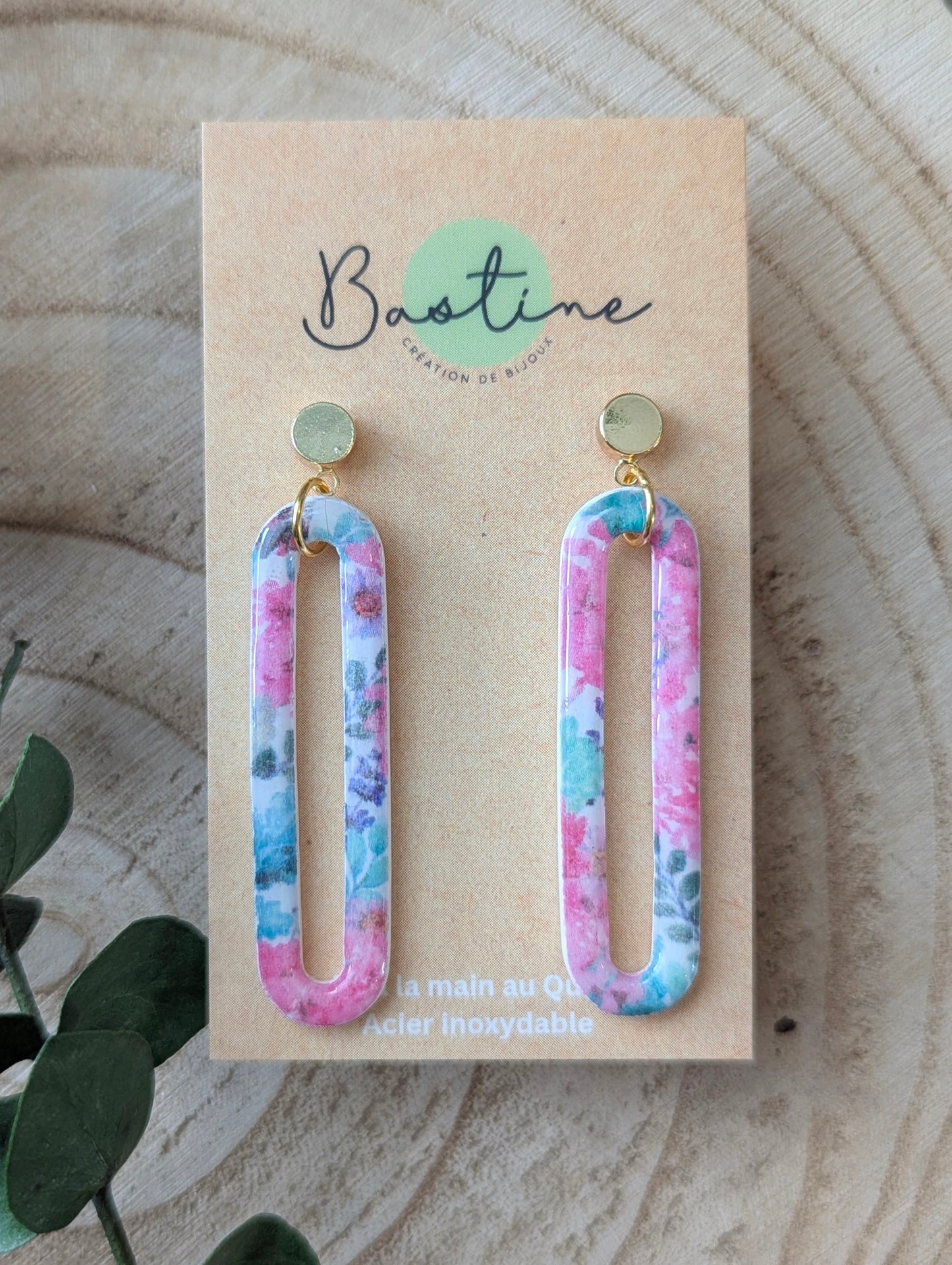 Amandine - Polymer clay and stainless steel dangling earrings