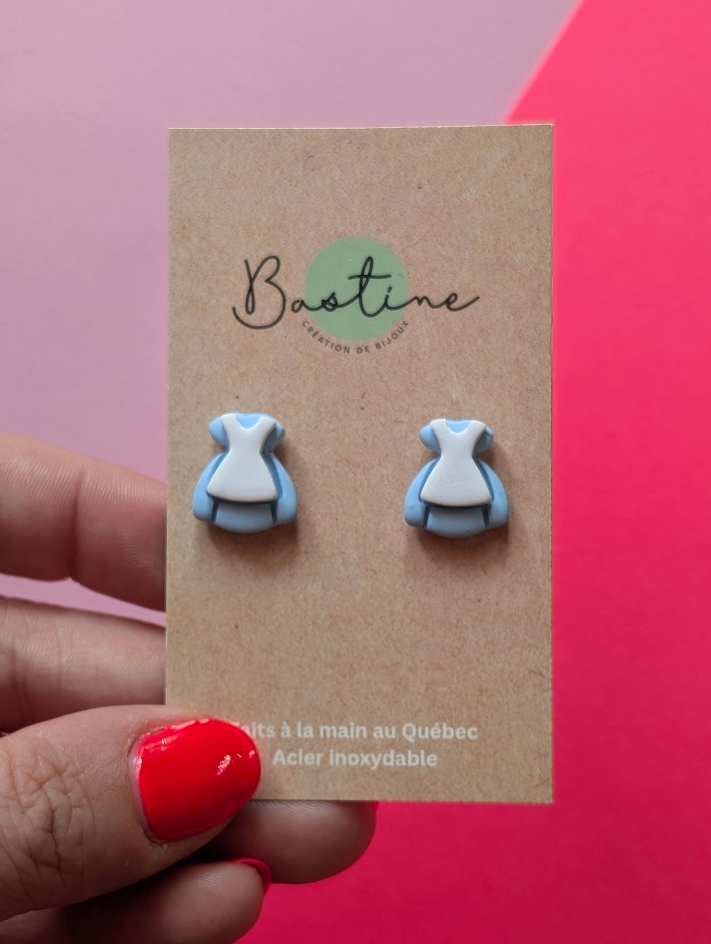 Alice - Boucles d'oreilles studs en argile polymère et acier inoxydable hypoallergène