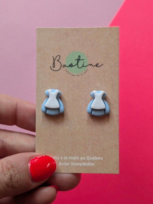 Alice - Boucles d'oreilles studs en argile polymère et acier inoxydable hypoallergène