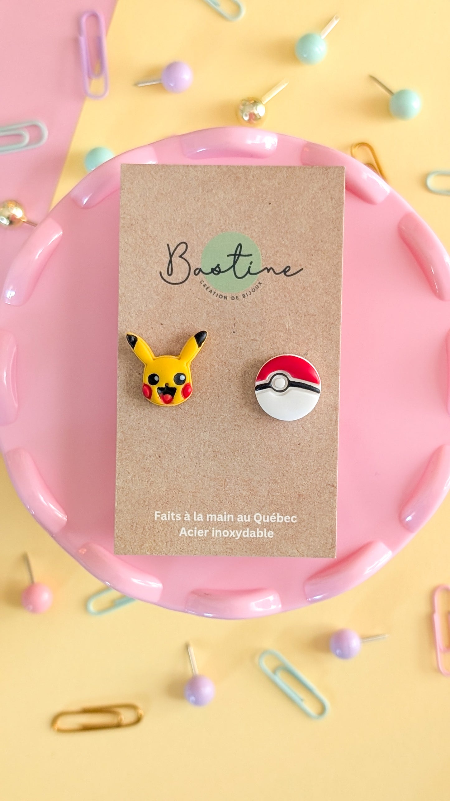 Poke balls - Hypoallergenic stainless steel polymer clay stud earrings