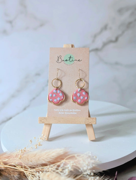 Pendantes fleuries - Boucles d'oreilles pendantes argile polymère et acier inoxydable hypoallergène