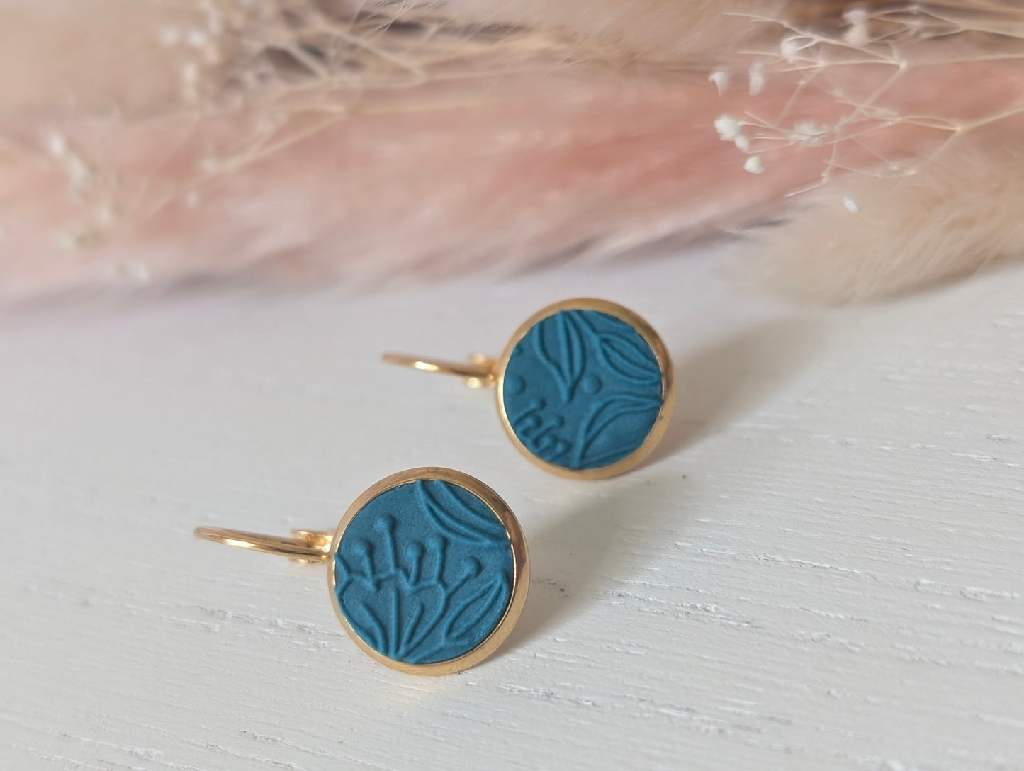 Lydia turquoises - Boucles d'oreilles pendantes argile polymère et acier inoxydable hypoallergène (Copie)