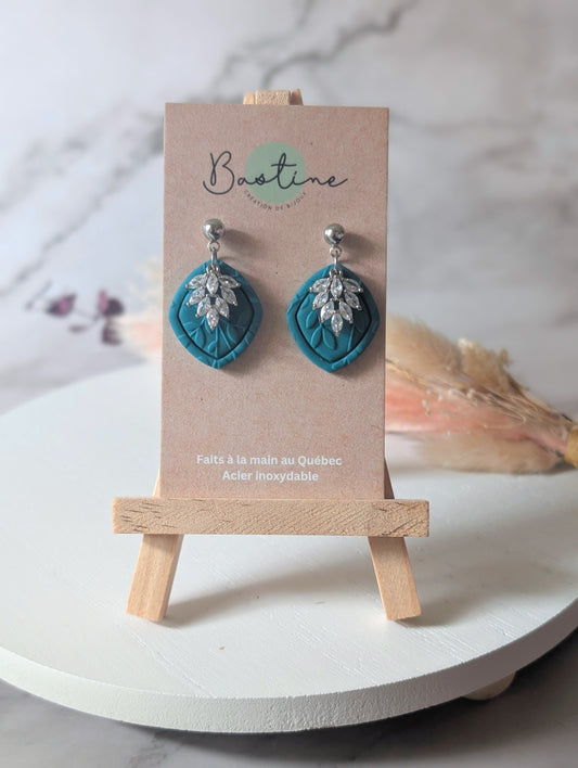 Agathe turquoise - Boucles d'oreilles pendantes en argile polymère acier inoxydable hypoallergène