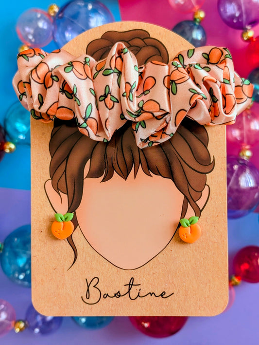 Duo chouchou et boucles d’oreilles - Pêches