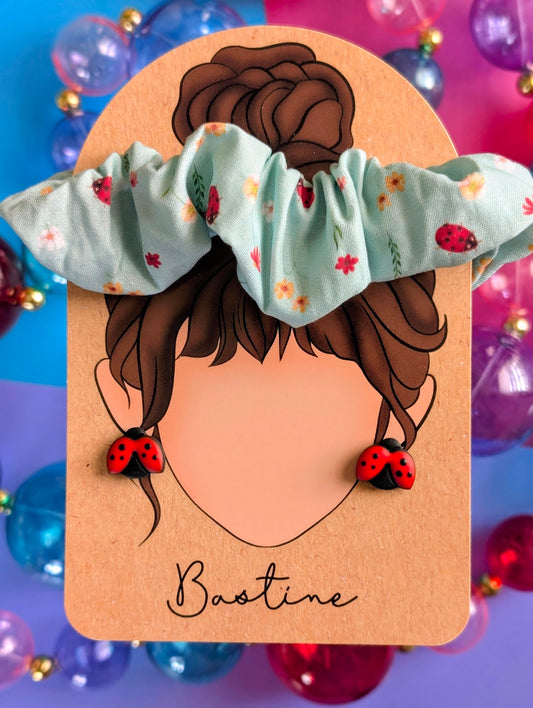 Duo chouchou et boucles d’oreilles - Coccinelles