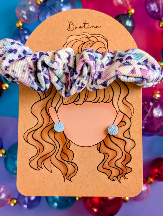 Duo chouchou et boucles d’oreilles - Rétro