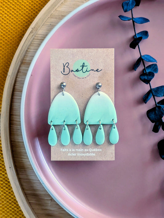 Camellia Gradient - Hypoallergenic stainless steel polymer clay dangling earrings