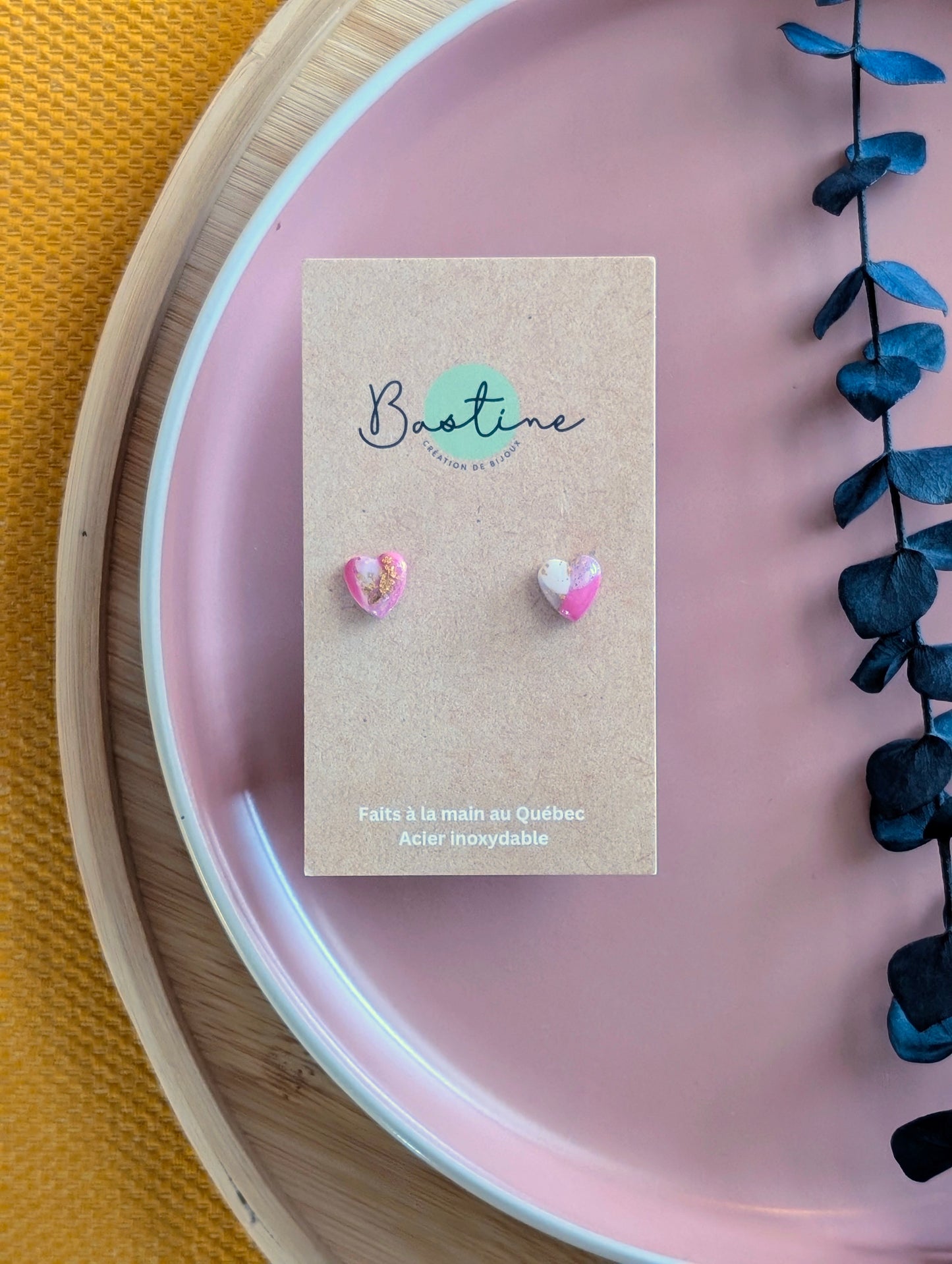 PROMO - Mini coeurs marbrés roses