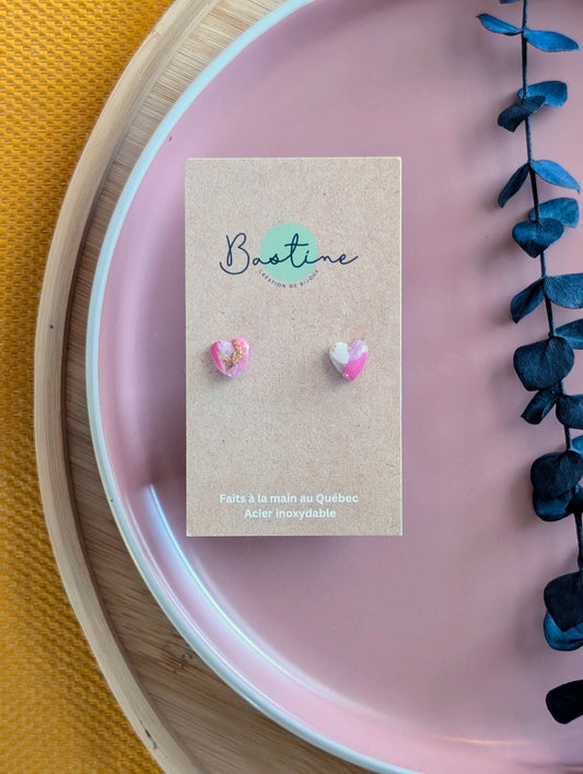 PROMO - Mini coeurs marbrés roses