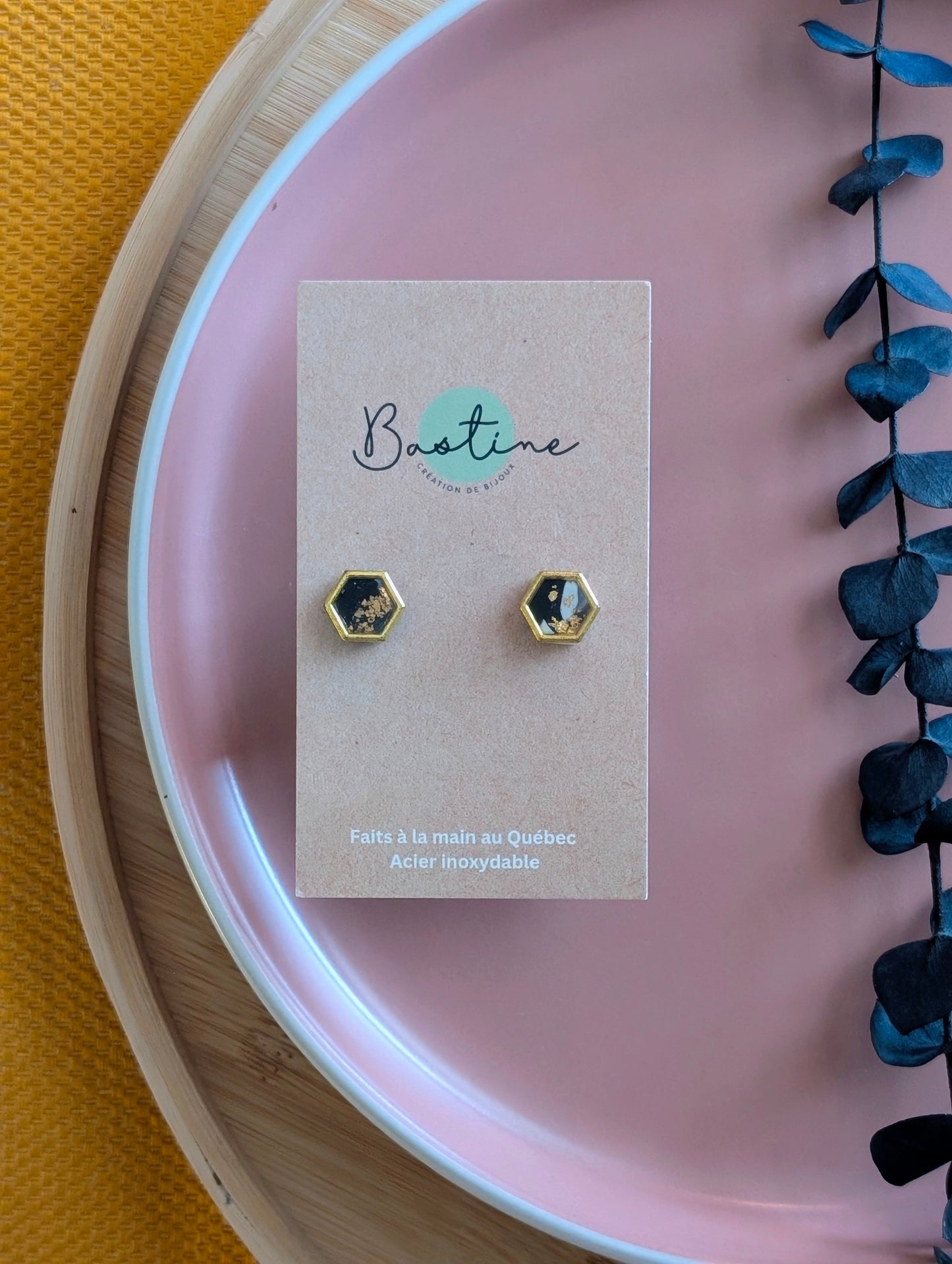 PROMO - Hexagones marbré noir