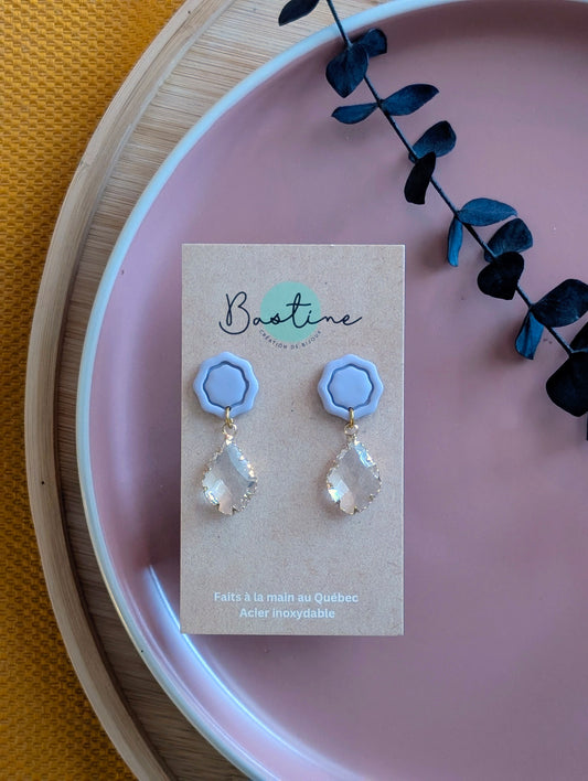 PROMO - Boucles lilas avec bille de verre