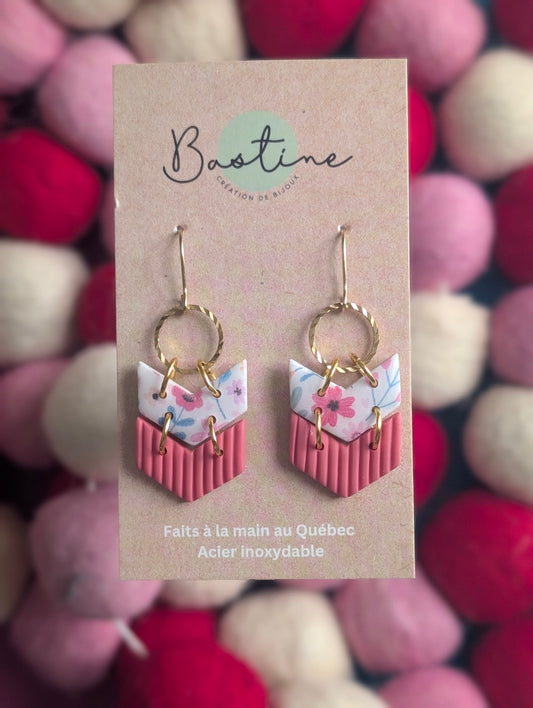 Rebacca - Boucles d'oreilles pendantes en argile polymère et acier inoxydable hypoallergène