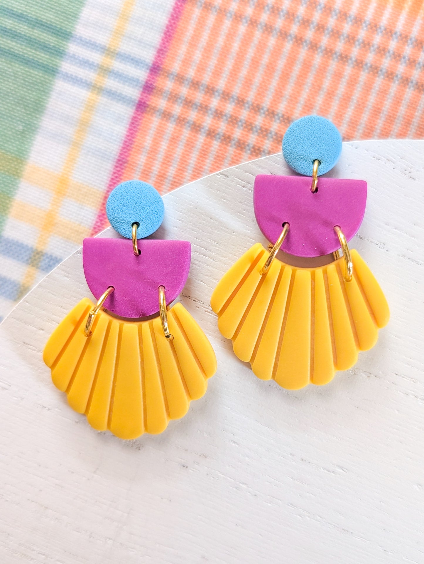 Scarlett - Boucles d'oreilles pendantes en argile polymère et acier inoxydable hypoallergène