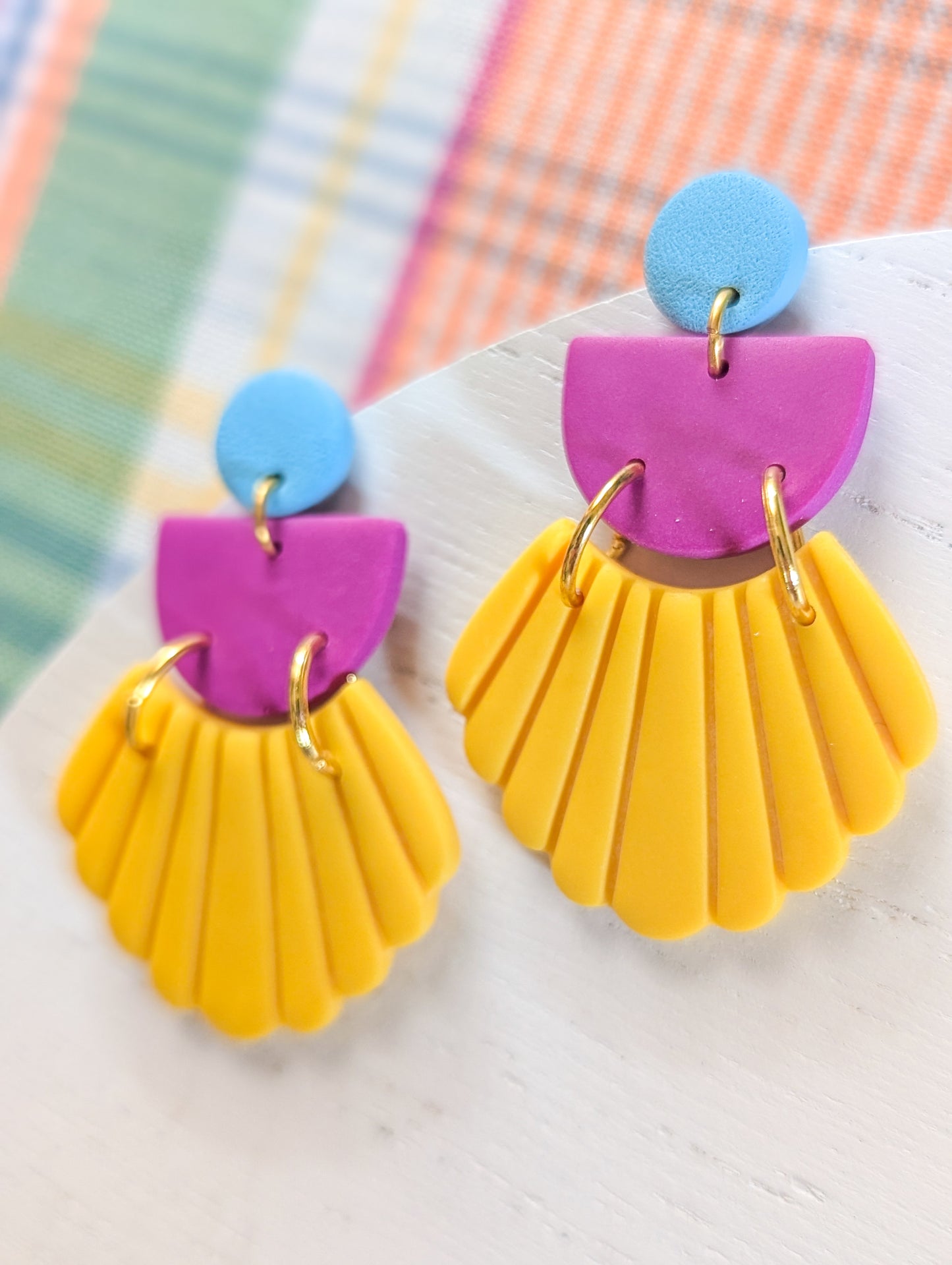 Scarlett - Boucles d'oreilles pendantes en argile polymère et acier inoxydable hypoallergène