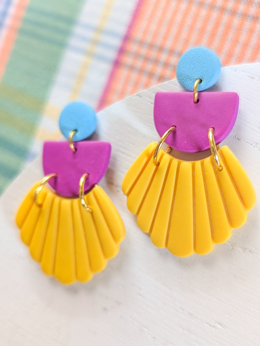 Scarlett - Boucles d'oreilles pendantes en argile polymère et acier inoxydable hypoallergène