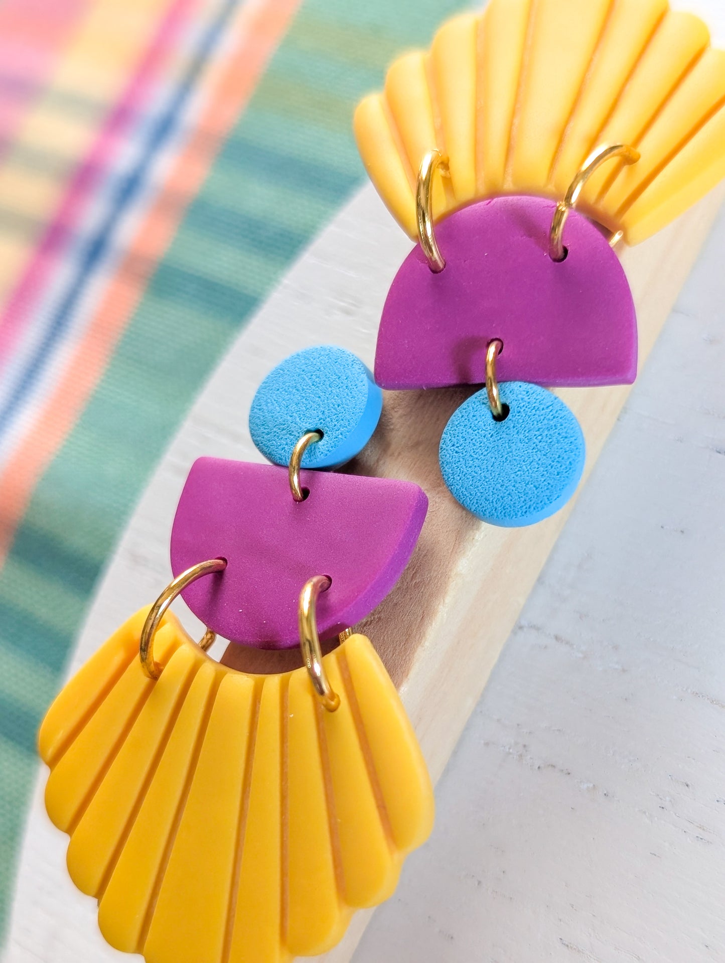 Scarlett - Boucles d'oreilles pendantes en argile polymère et acier inoxydable hypoallergène