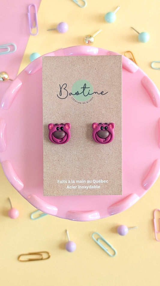 Lotso - Boucles d'oreilles studs en argile polymère et acier inoxydable hypoallergène