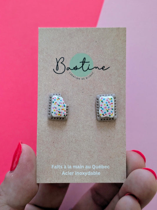 Pop Tarts - Boucles d'oreilles studs en argile polymère acier inoxydable hypoallergène