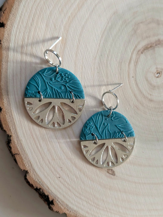 Léonie Turquoise - Boucles d'oreilles pendantes argile polymère et acier inoxydable hypoallergène