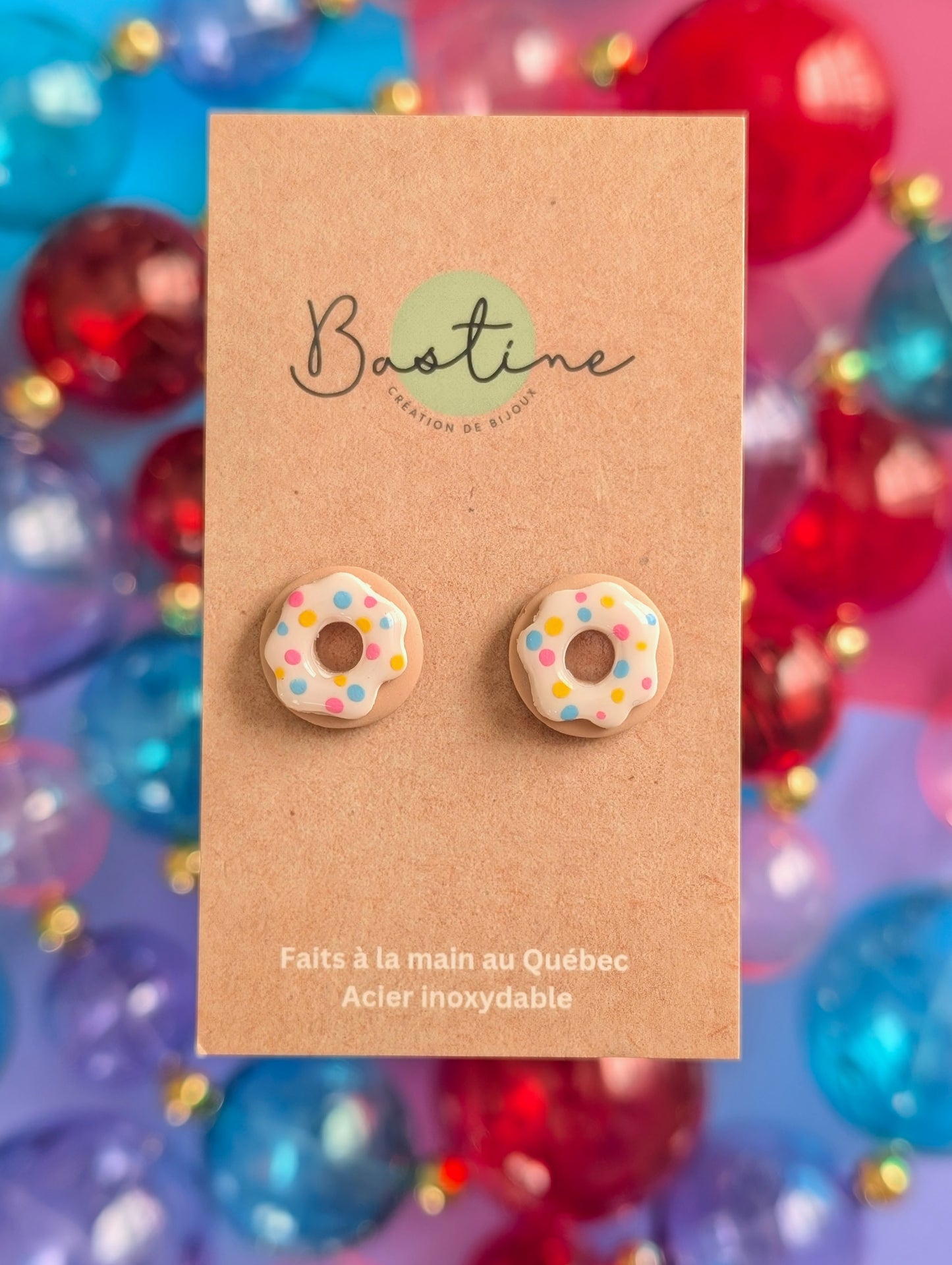 Donuts - Polymer clay and hypoallergenic stainless steel stud earrings