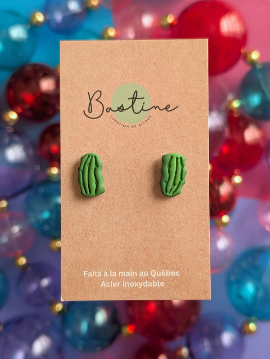 Cornichons - Boucles d'oreilles studs en argile polymère acier inoxydable hypoallergène