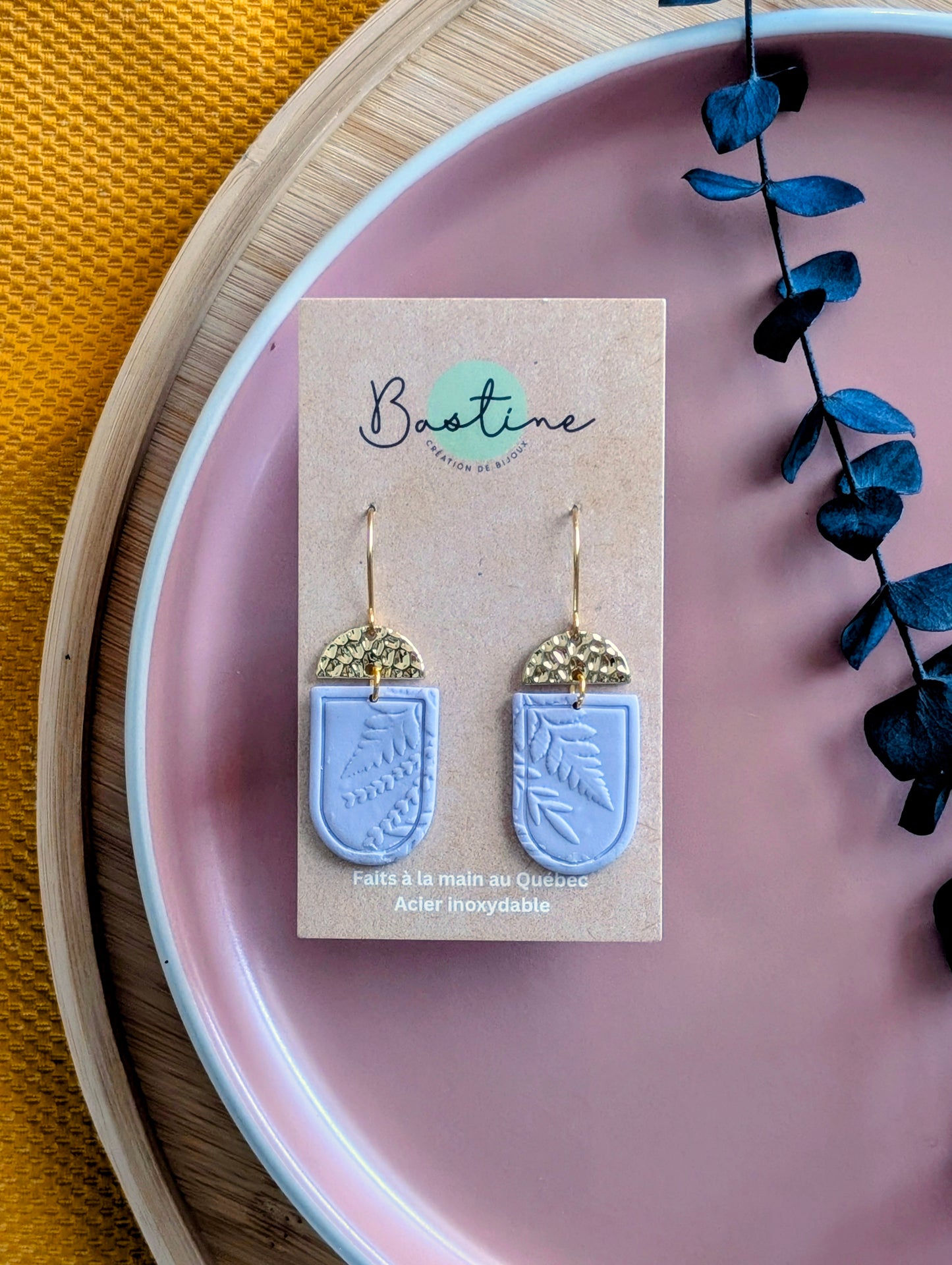 Jade - Hypoallergenic stainless steel polymer clay dangle earrings